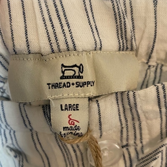NWT Thread & Supply linen blend striped drawstring pants - Picture 4 of 7